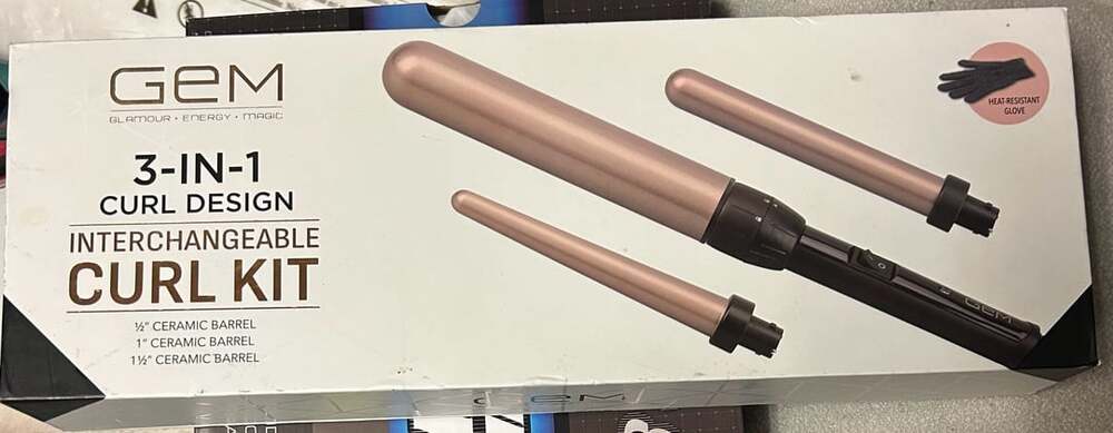GEM 3-In-1 Curl Design Interchangeable Curl Kit Ceramic Curling Iron